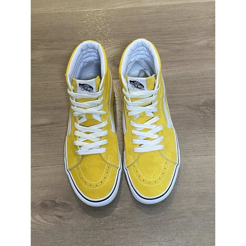 Vans Sk8-Hi Cyber Yellow Suede Canvas Skateboarding Shoes Unisex 8.5 M / 10 W